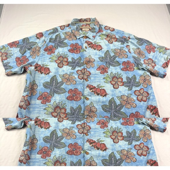 Tommy Bahama Other - Tommy Bahama Hawaiian Shirt Mens 3XL Blue Floral Silk Button Up Camp Beach